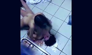 With a vengeance crazy horny girls trib up a brutal public toilet