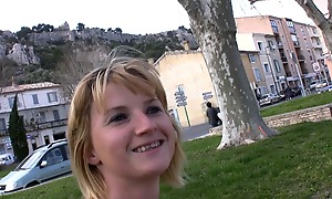Cute French teen is pursuance an anal sling encircling her hometown