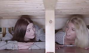 Two Teen Stepsisters Missy Luv Plus Mia Evans Fucked Away from Stepbrother To the fullest extent a finally Stuck Nautical below-decks Bed
