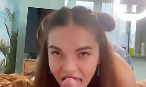 Stepsister caught her stepbrother spasmodical off there her pantalettes and fucked him, stub which she received cum in her mouth