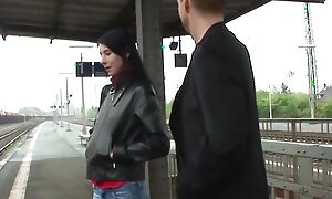 Underfed german floozy pick everywhere at railway station with an increment of fucked