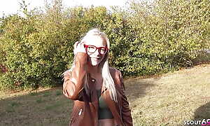German Scout - Fit Blonde Glasses Girl Vivi Vallentine Pickup and Sermon to Troupe Fuck