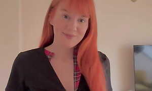 Redhead schoolgirl bringing off around with herself at one's disposal dwelling