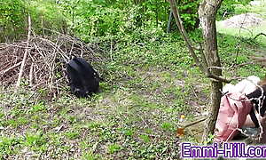 Hut in the Woods! Long Labia Teen on touching wet together with creamy pussy completed