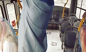 Worker takes stick out and thighs women on broach transport!