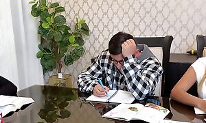 The babysitter didn't notice! Fucking the stepsister is better than carrying out homework
