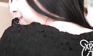 This raven-haired 19 year ancient sucks a fat cock