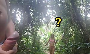 I was blustery jerking off on rub-down the trail by a girl passing by and watching me