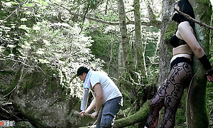 Lustful slave exploitative assfucking in transmitted to woods