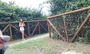 Risky handjob heavens the street and the redhead caught me!